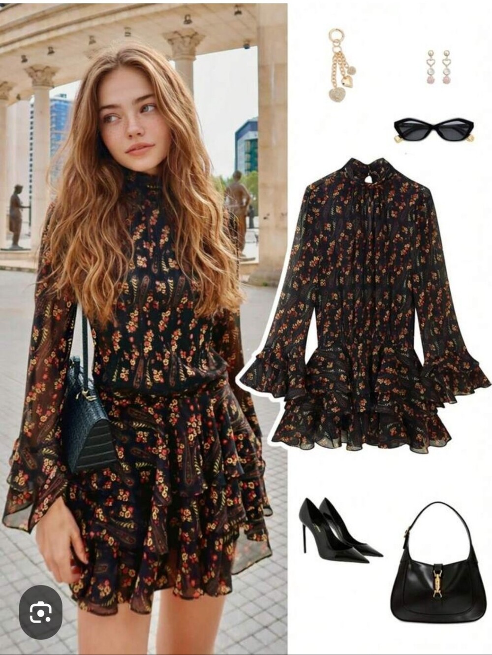 NWT Zara Sheer Mock Neck Floral Paisley Ruffle Chiffon Mini Dress Small